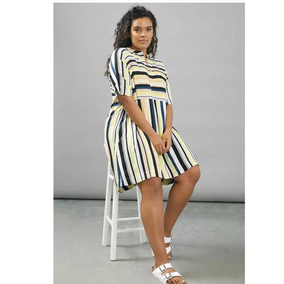New Anthropologie Peter Som Naxos Striped Tunic Mini Dress $148 XS / S Yellow - Picture 9 of 9